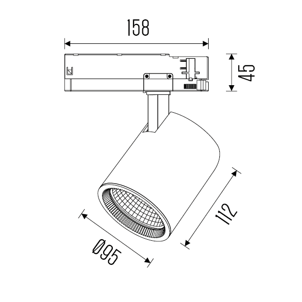 Technical drawing of the Edda M trackspot, showing detailed dimensions and design specifications.