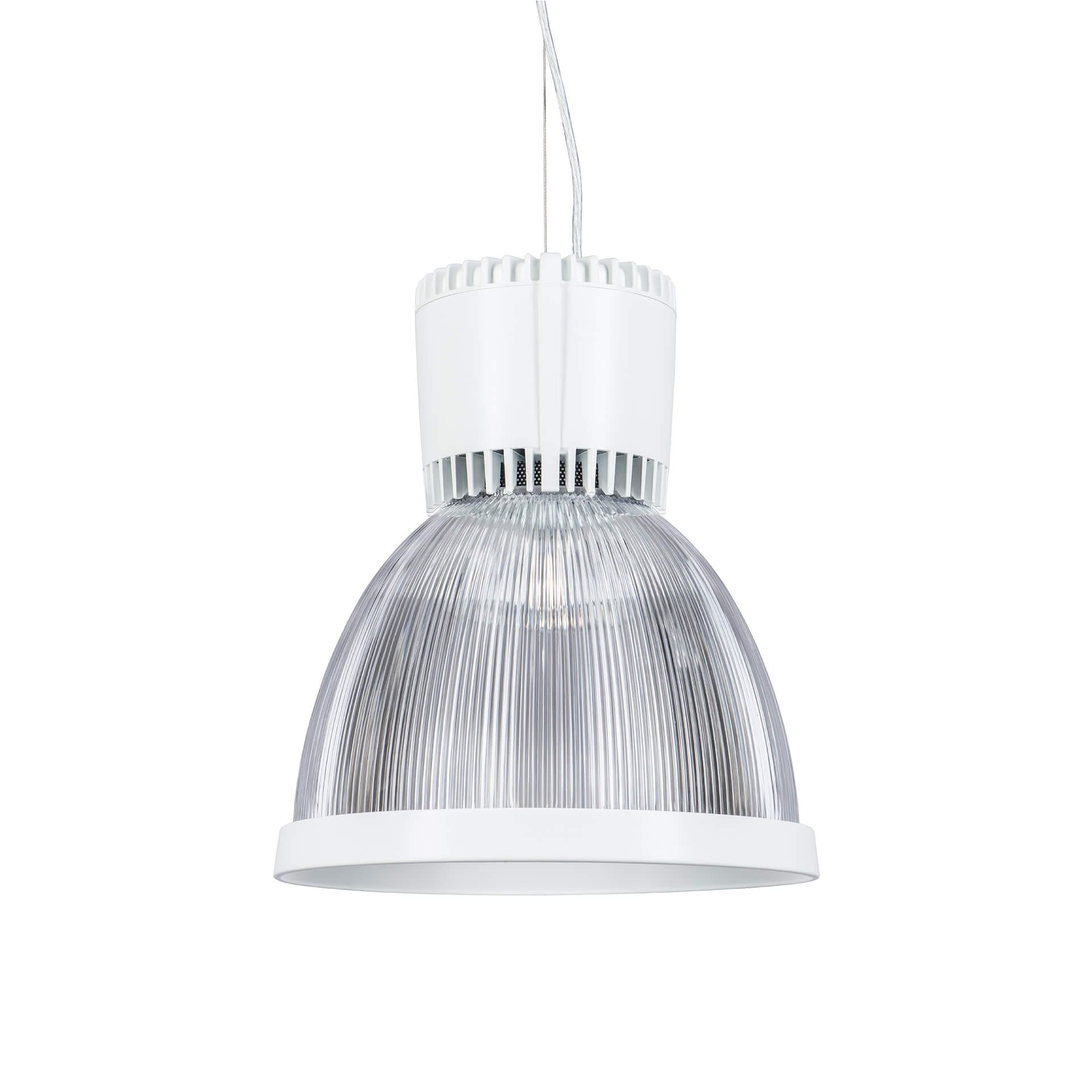 White clear version of the Bryan Pendant suspended luminaire by Light4U.