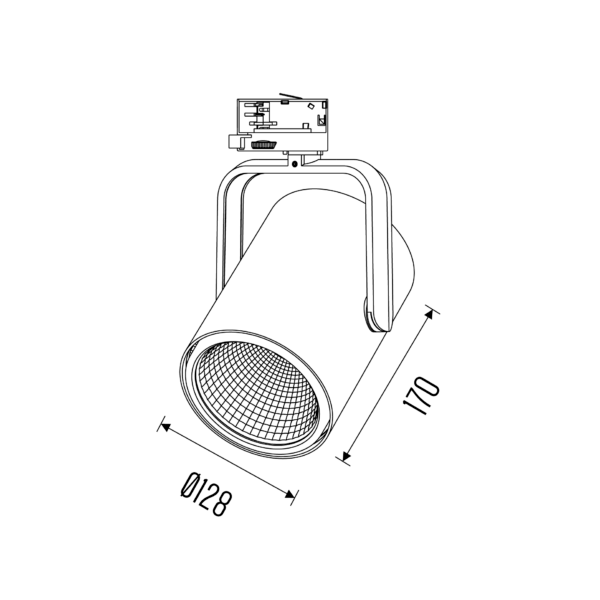 Technical drawing of the BURI trackspot, showing detailed dimensions and design specifications.