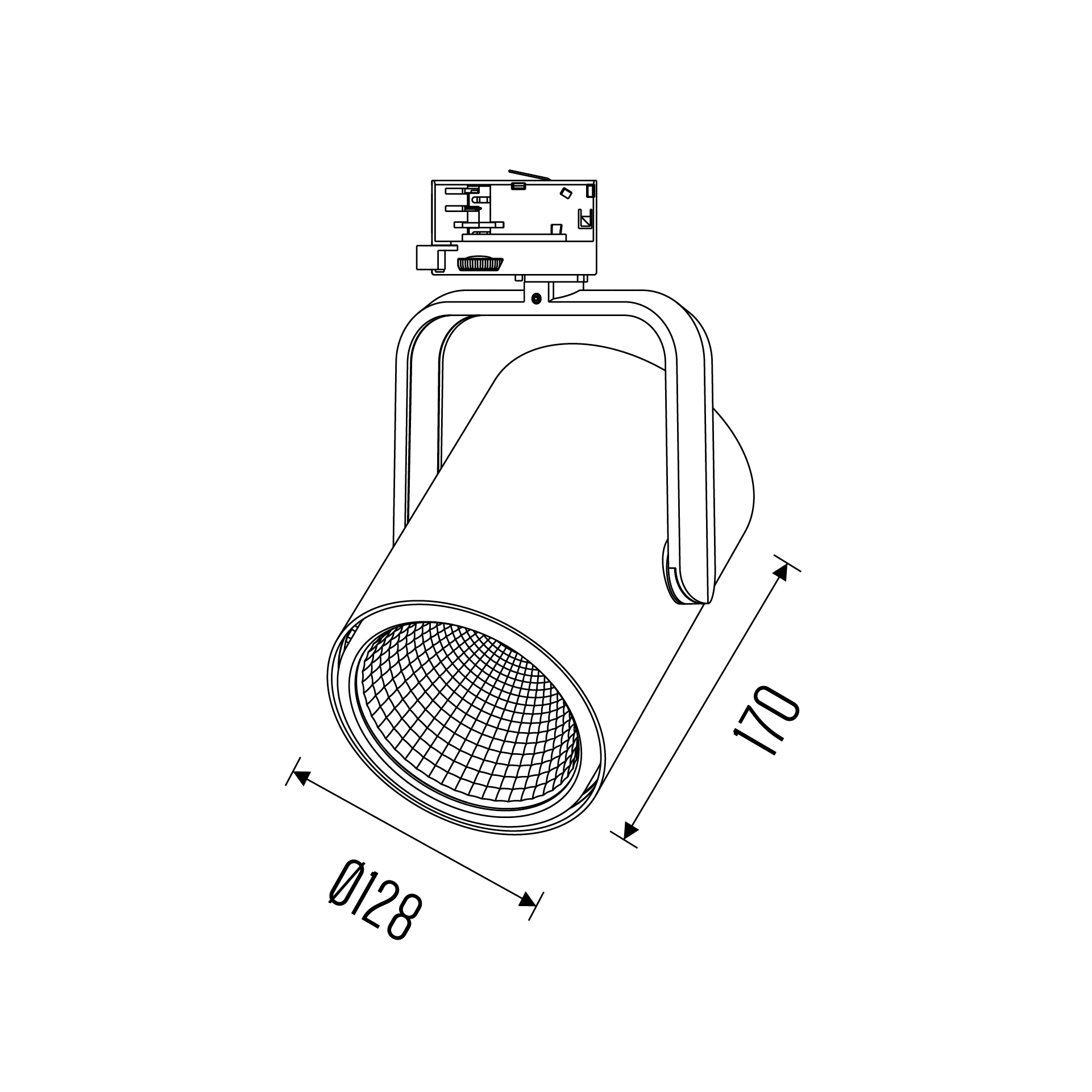 Technical drawing of the BURI trackspot, showing detailed dimensions and design specifications.