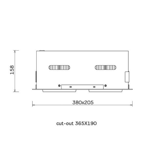 Technical drawing of the Cardan L Two downlight luminaire, showing detailed dimensions and design specifications.