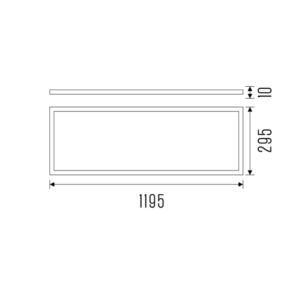 Technical drawing of the Challenge 120x30 LED panel showing detailed dimensions and design specifications.