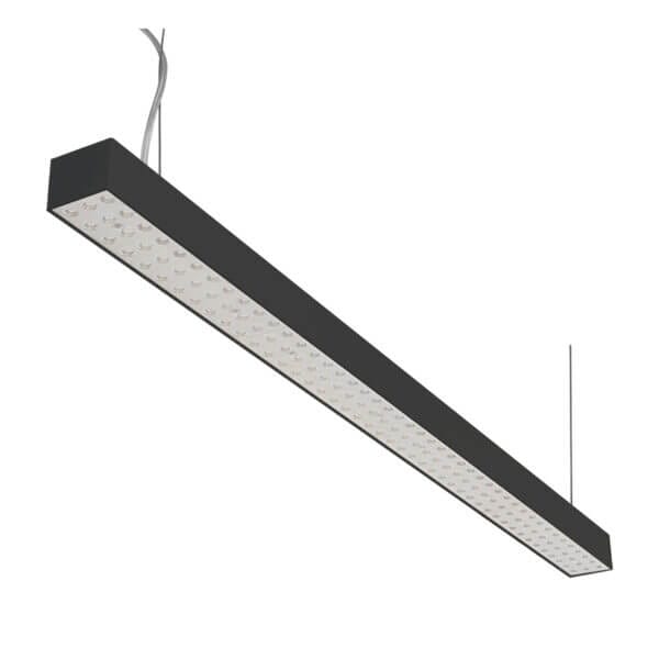 Black version of the Forsite 1150 PE linear suspended luminaire by Light4U.
