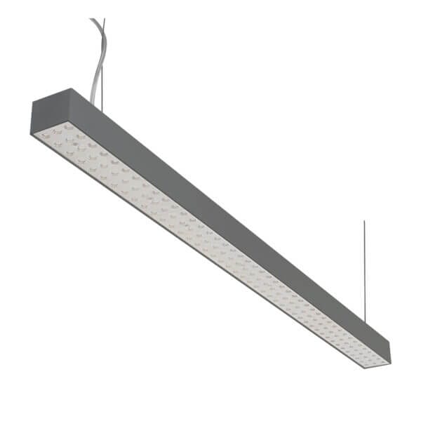 Grey version of the Forsite 1150 PE linear suspended luminaire by Light4U.