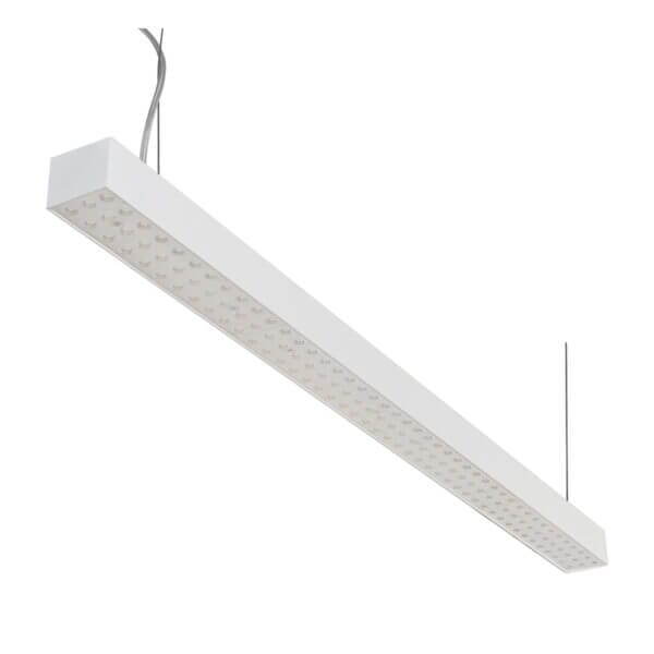 White version of the Forsite 1150 PE linear suspended luminaire by Light4U.
