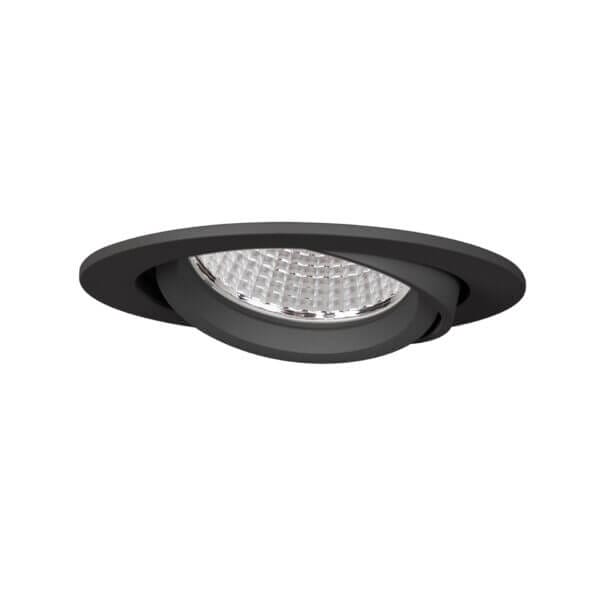 Black version of the Fulla S HE X-Flip recessed adjustable luminaire, with interchangeble LED module by Light4U.