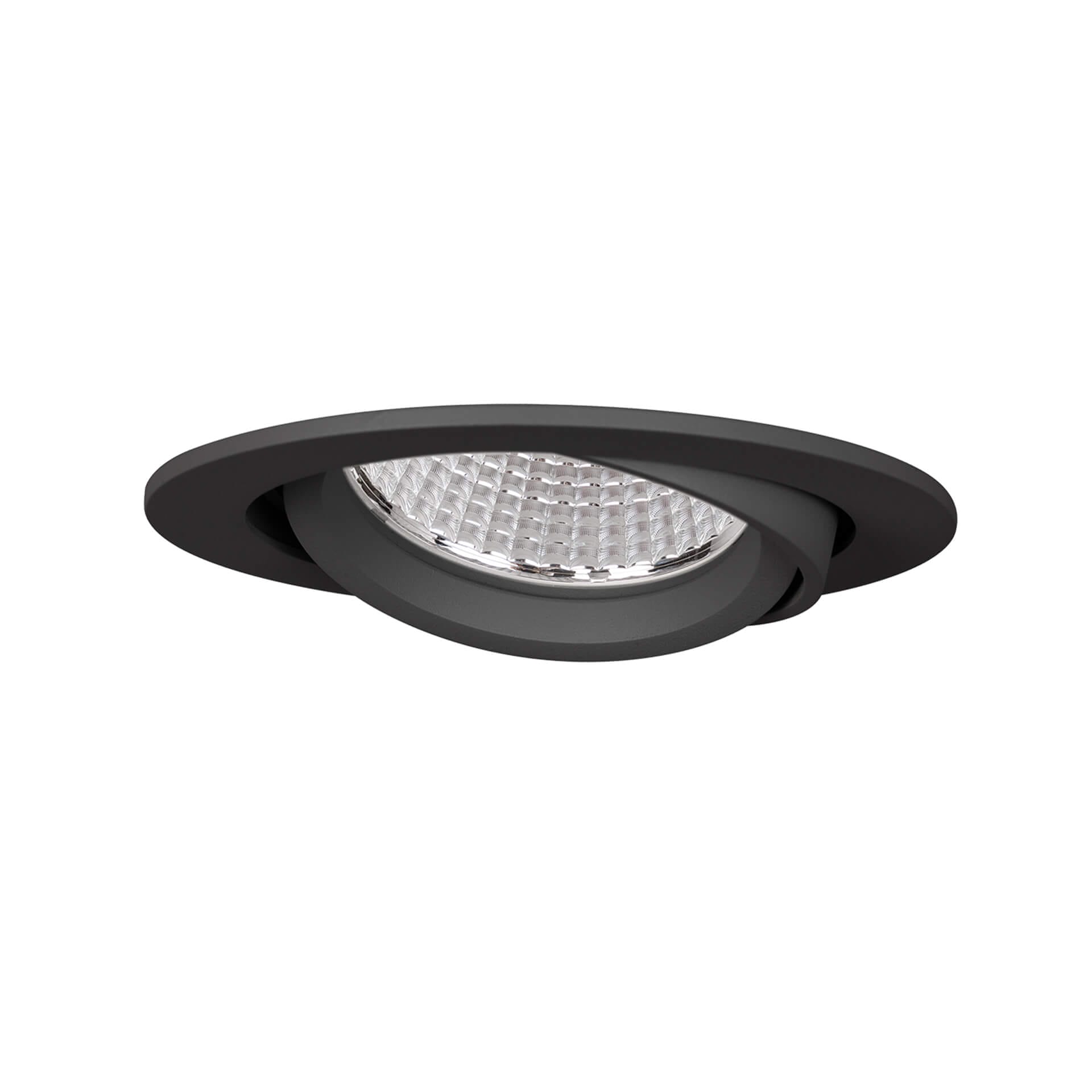 Black version of the Fulla S HE X-Flip recessed adjustable luminaire, with interchangeble LED module by Light4U.