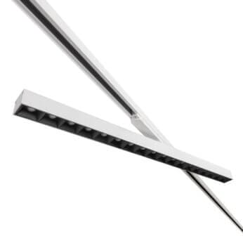 White version of the Irmin TR HE Louvre liniar track luminaire by Light4U (rotated).