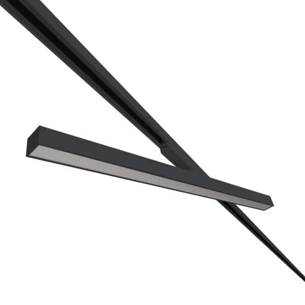 Black version of the Irmin TR HE Opal liniar track luminaire by Light4U (rotated).