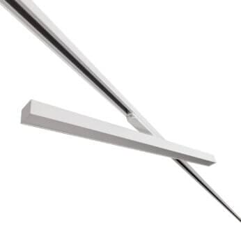 White version of the Irmin TR HE Opal liniar track luminaire by Light4U (rotated).