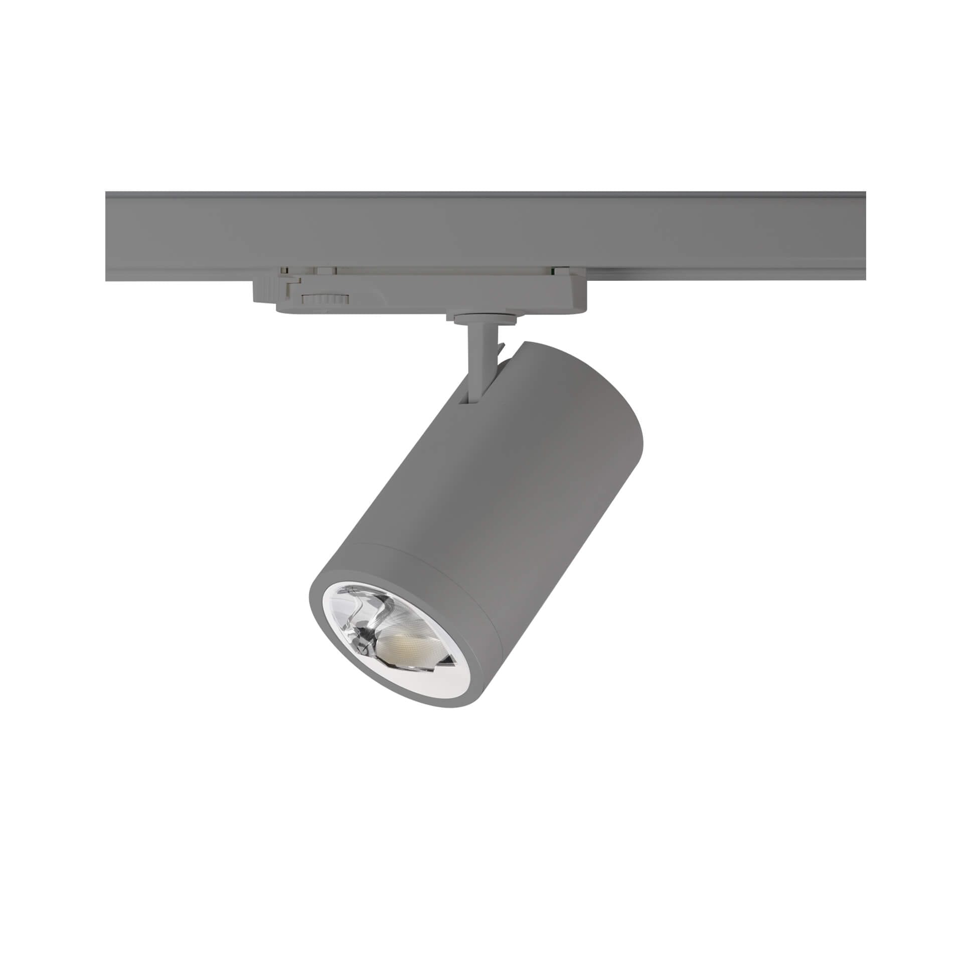 Grey version of the Weda HE Asymmetric track luminaire by Light4U.