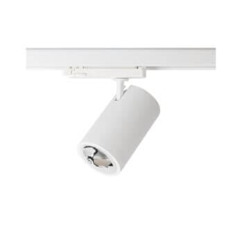White version of the Weda HE Asymmetric track luminaire by Light4U.