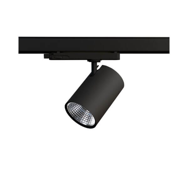 Black version of the Weda HE track luminaire by Light4U.